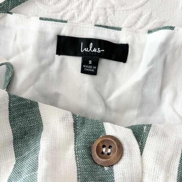 NWOT Lulus Marseille Mood Green Striped Linen Midi Dress With Pockets Small - Picture 4 of 7